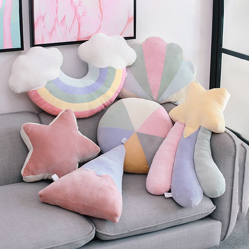 Rainbow Star Cloud Moon Crown shapes Plush Pillow Cushion  in Candy