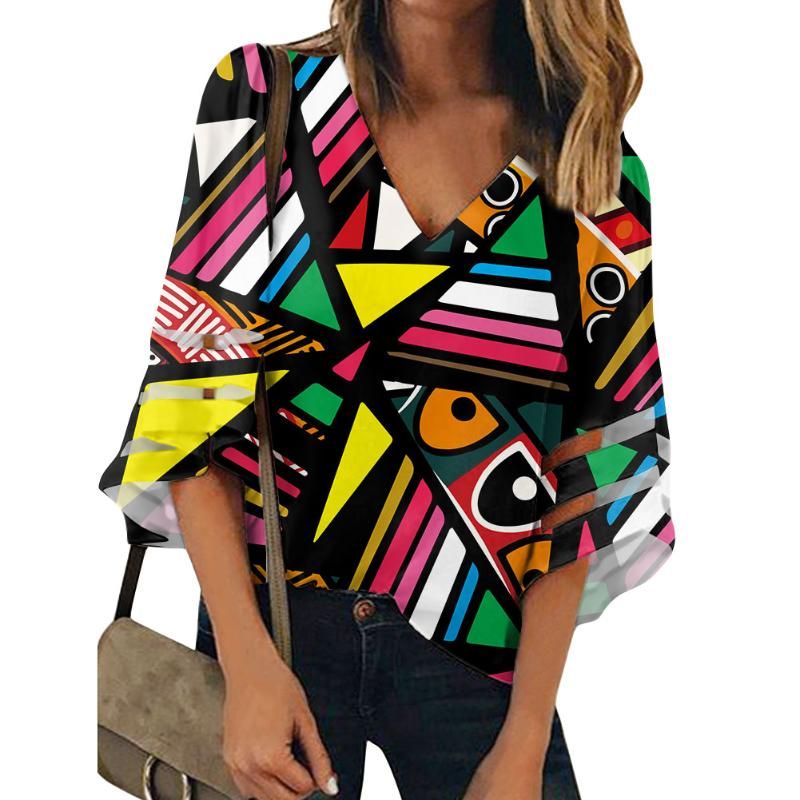 African Art Tribal Print Womens A-Line Chiffon Blouse Shirt Tops African Art Tribal Print Womens A-Line Chiffon Blouse Shirt Tops