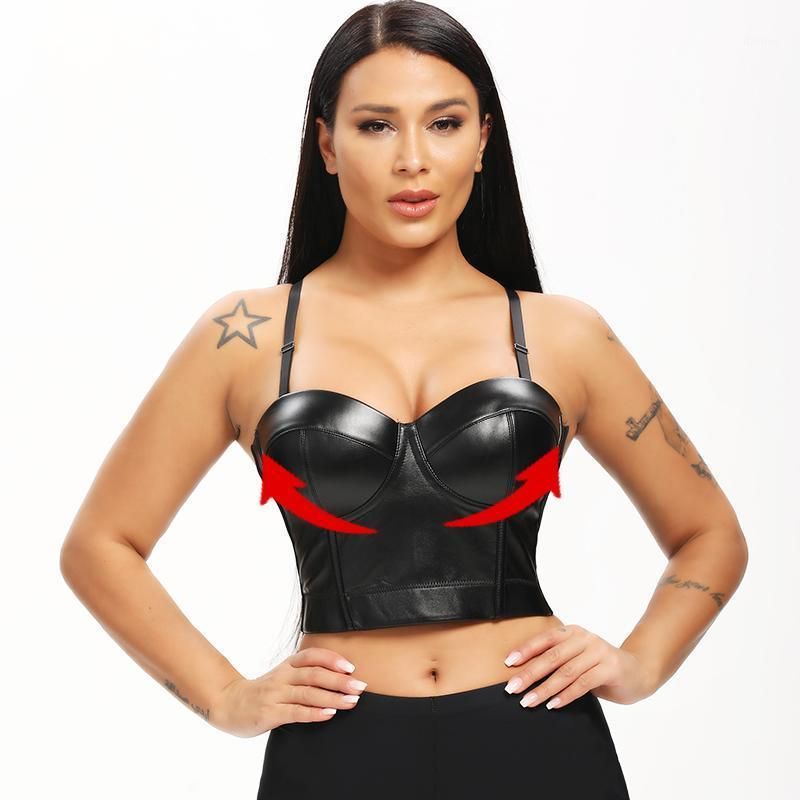 Womens Clothing Lingerie Corsets and bustier tops Boohoo Leather Look Bandeau Corset in Black 