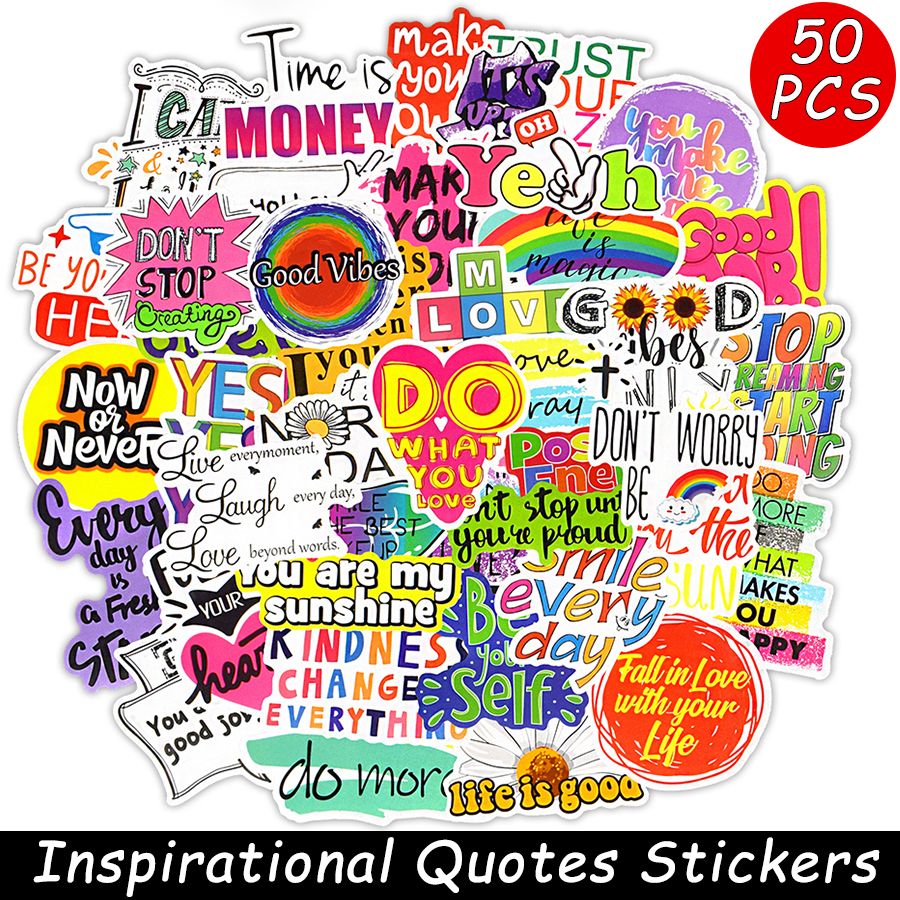50Pcs Motivational Phrases Sticker Inspirational Quotes Sticker Graffiti Stic WN 