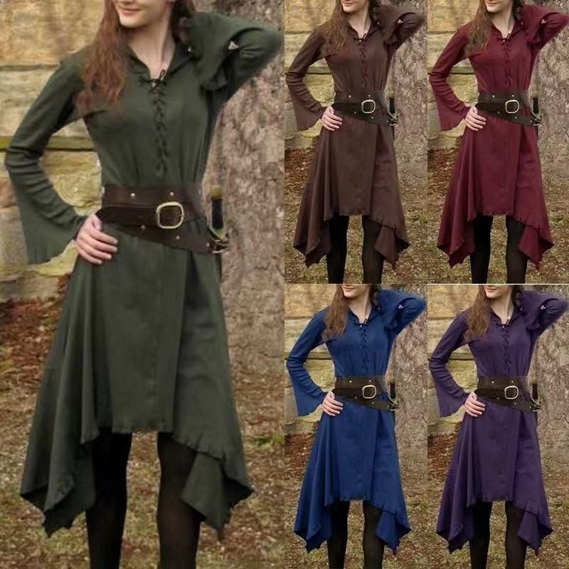 Casual Dresses Medieval Costume Halloween Dress Woman Cosplay Stage  Performance Irregular Long Sleeve Cotton Party Bandage Vestido 2021 From  Pingangu, $33.29 | DHgate.Com