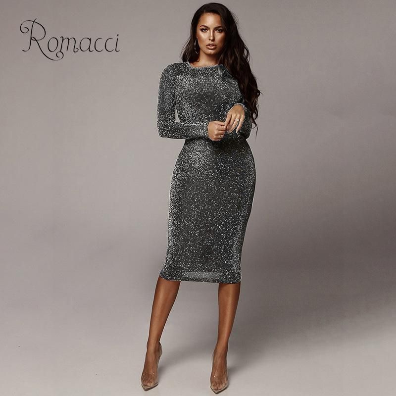 robe sequin manche longue