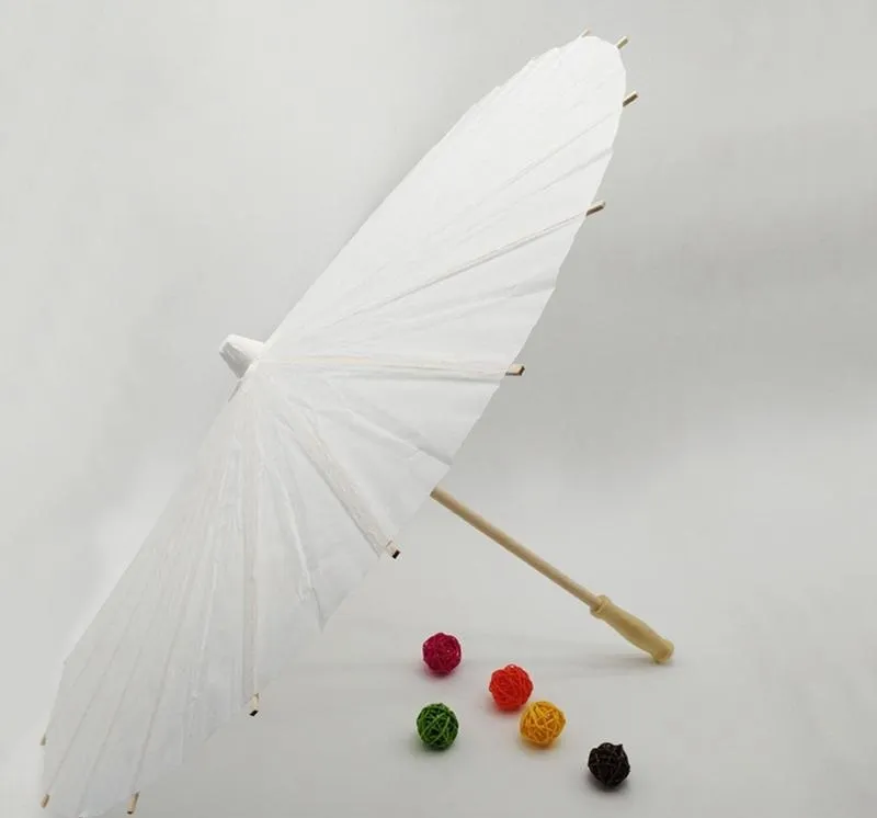 Parapluie En Papier Japonais Blanc - Décoration Mariage, Événement, Photo - Diamètre 20 à 60 Cm - Structure En Bois