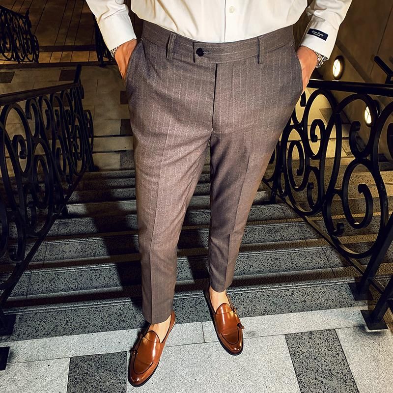Compra Pantalones Para Hombres Pantalones Oficina CALCA SOCIAL SLIM Traje  De Rayas Para Hombre Fashions Men Pantalones Para Hombre Café Formal Para  Barato | Entrega Rápida Y Calidad | Es.Dhgate