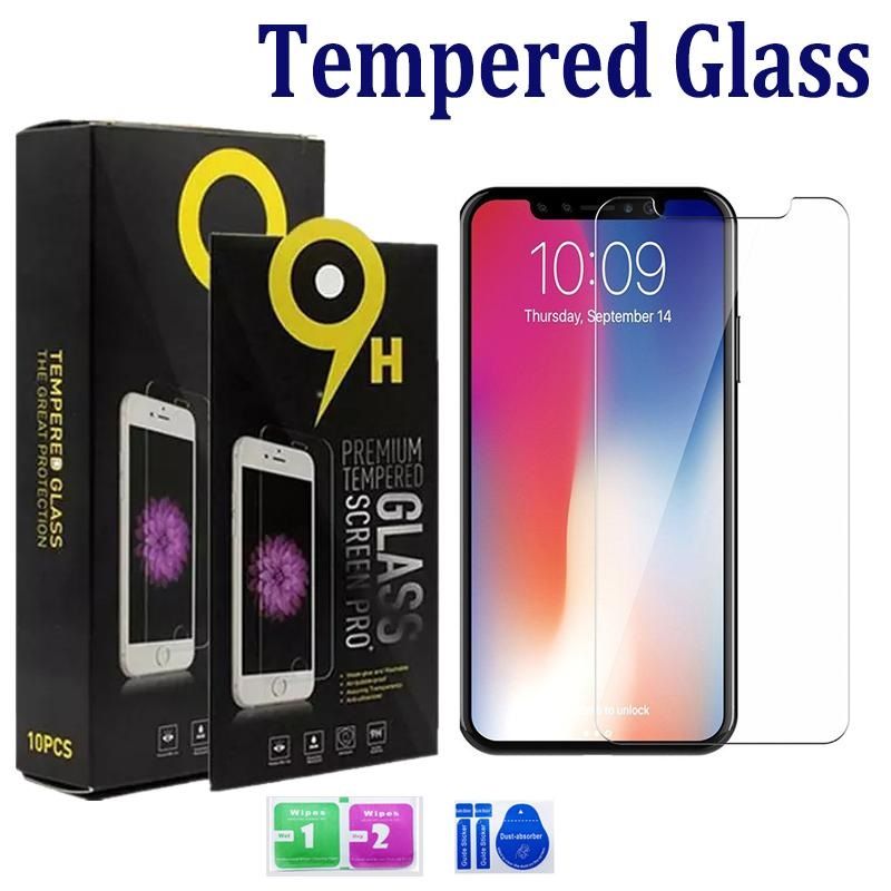 Screen Protector for iPhone 13 12 11 Pro Max XS Max XR 6 7 8 plus Tempered Glass For Samsung LG stylo 6 Protector Film 0.3mm with Paper Box