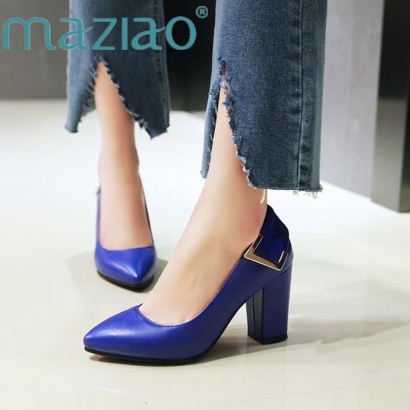 2021 Vrouwen Schoenen Hoge Hakken Elegante Dames Pompen Vierkante Hak  Puntige Teen Vrouwelijke 2021 Lente Blauw Zwart Plus Size 34 43 Jurk Van  Jingyuzuo, 43,54 € |DHgate