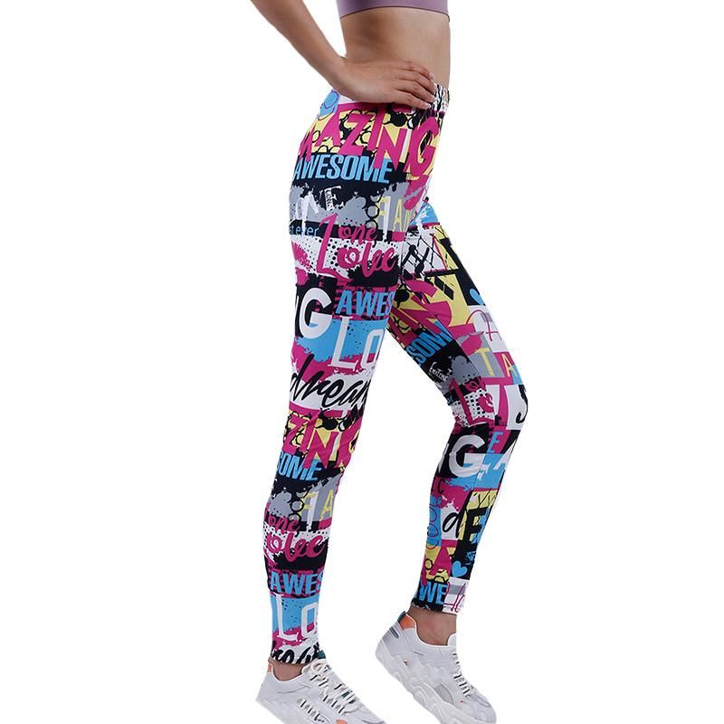 Acquistare Leggings Da Donna Cuhakci Yuga Donne Lettere Colorate Stampa  Vita Alta Girls Fitness Sport Tight Leggins Pantaloni Sexy Economico |  Consegna Veloce E Qualità | It.Dhgate