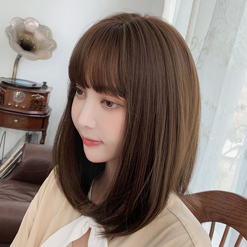 Factory Wholesale Wig Female Short Hair Japanese Style Air Bangs Head  Trimming Face Straight Bangs Wig