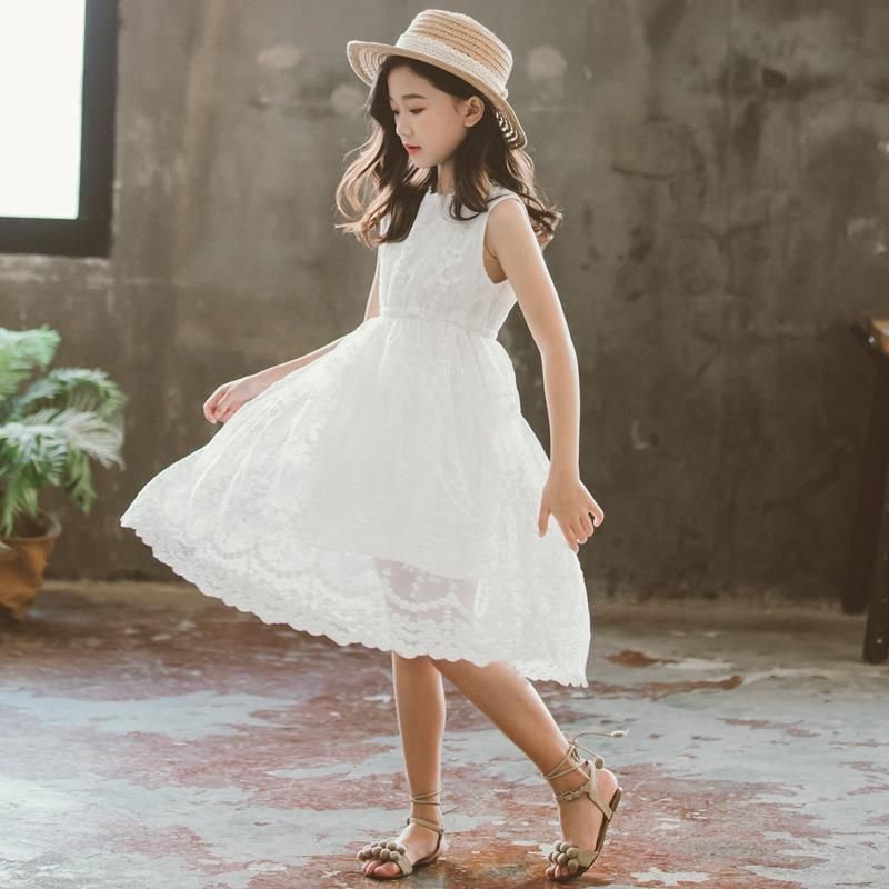 Vestidos De Para Niñas 2021 Princesa Chaleco Encaje Elegante Bordado Vestido Blanco Ropa 10 A 12 Niñas De 36,59 € | DHgate