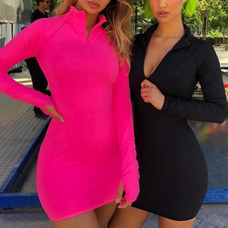 Casual Dresses Neon Pink Dress Front 