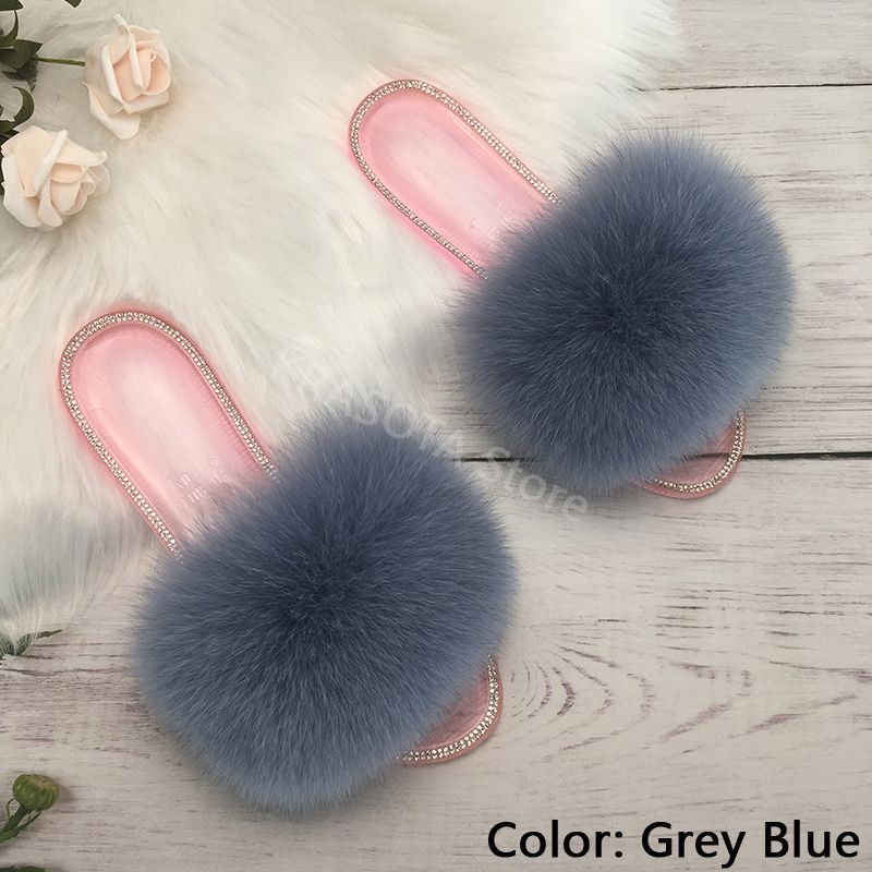 Grey Blue Slippers