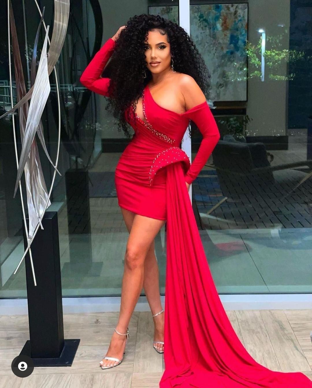 2021 Red Short Prom Dresses Long 