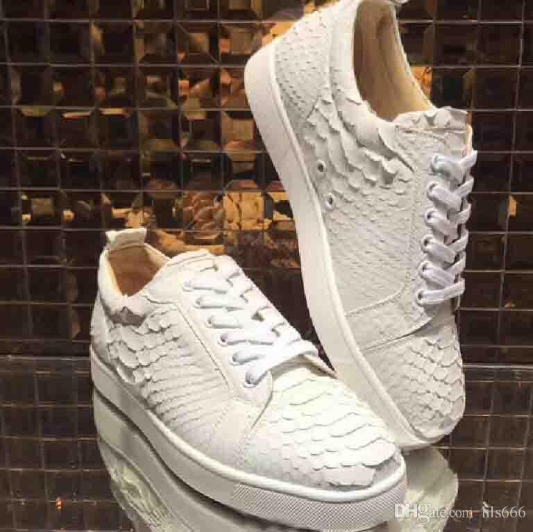 Koop De Beste En Nieuwste Geslacht VERKOOP MENS Womens Zwart Wit Slangenkin  Lederen Python Laag Top Rode Bodem Casual Schoenen Voor Mannen Merk SHBF  Maat 5 14 Louboutin Christian |DHgate