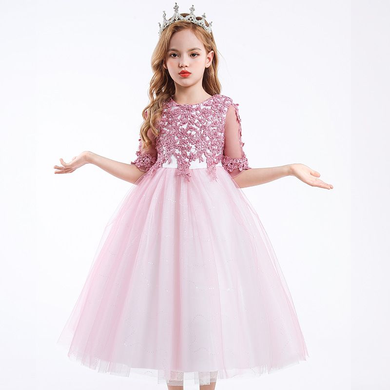 Compre Verano Rosa Blanco Dama De Honor Vestido Niños De Manga Larga Ropa  Para Niñas Niños Traje Princesa Falda Chica Fiesta Vestido De Novia A 20,02  € Del Twins_company | Es.Dhgate.Com