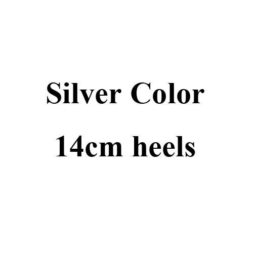 Gümüş 14 cm topuklu ayakkabılar