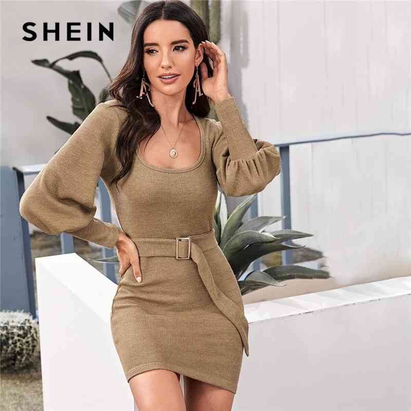 Acquistare Casual Shein Scoop Neck Called Knit Solid Matita Maglione Abito  Con Cintura Donne Autunno Streetwear Streetwear Bishop Sleeve Bodycon Abiti  Eleganti Economico | Consegna Veloce E Qualità | It.Dhgate