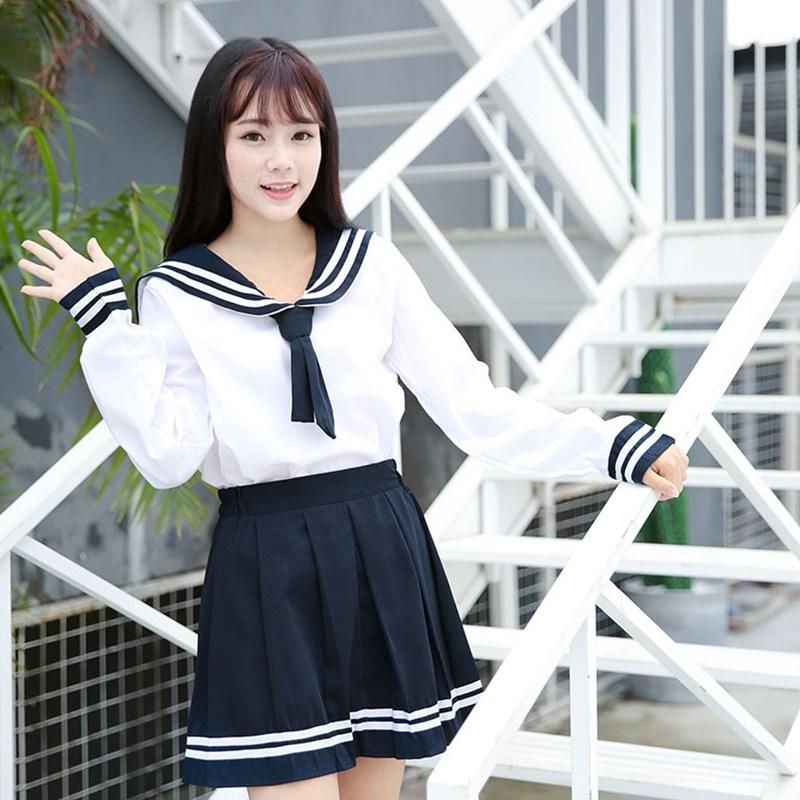 Conjuntos de ropa 3 unids Anime Uniforme Escolar Cosplay Traje Japonés Corea Colegiala Marina Marinero JK Conjuntos de ropa 3 unids Anime Uniforme Escolar Cosplay Traje Japonés Corea Colegiala Marina Marinero JK
