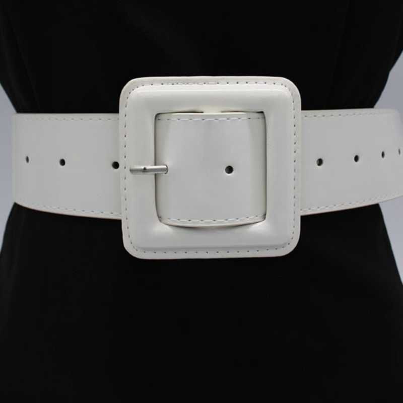 Cinturones de hebilla cuadrada grande mujeres Cintura de cuero de patente Cintura Hebillas