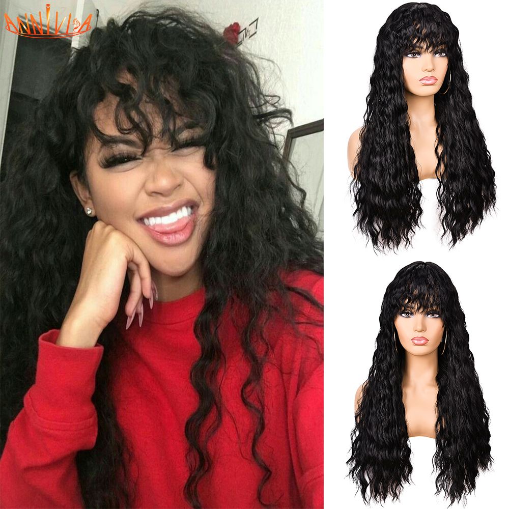 Long Hair Kinky Curly human hair wigs honey brown weave ombre braiding With  Bangs For Black