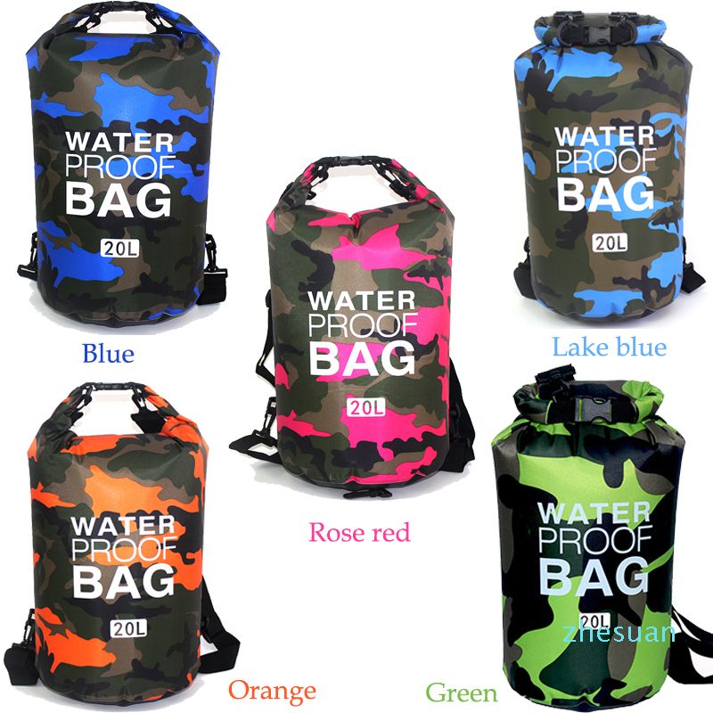 2/5/10/15L WATERPROOF Dry Bags Camo Storage Sack Hiking Camping Kayaking Fishing 