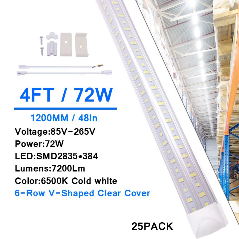 4FT 72W V على شكل غطاء واضح