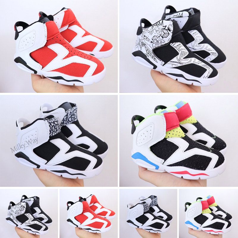Acquistare Nike Air Jordan 6 Retro 2018 Bambini 6 Scarpe Da Basket Ragazzi  Ragazze Infrarossi Carmine 6s UNC Toro Hare Oreo Marrone Scarpe Sportive Da  Ginnastica Bambini Comico Bambini Taglia EU28 35