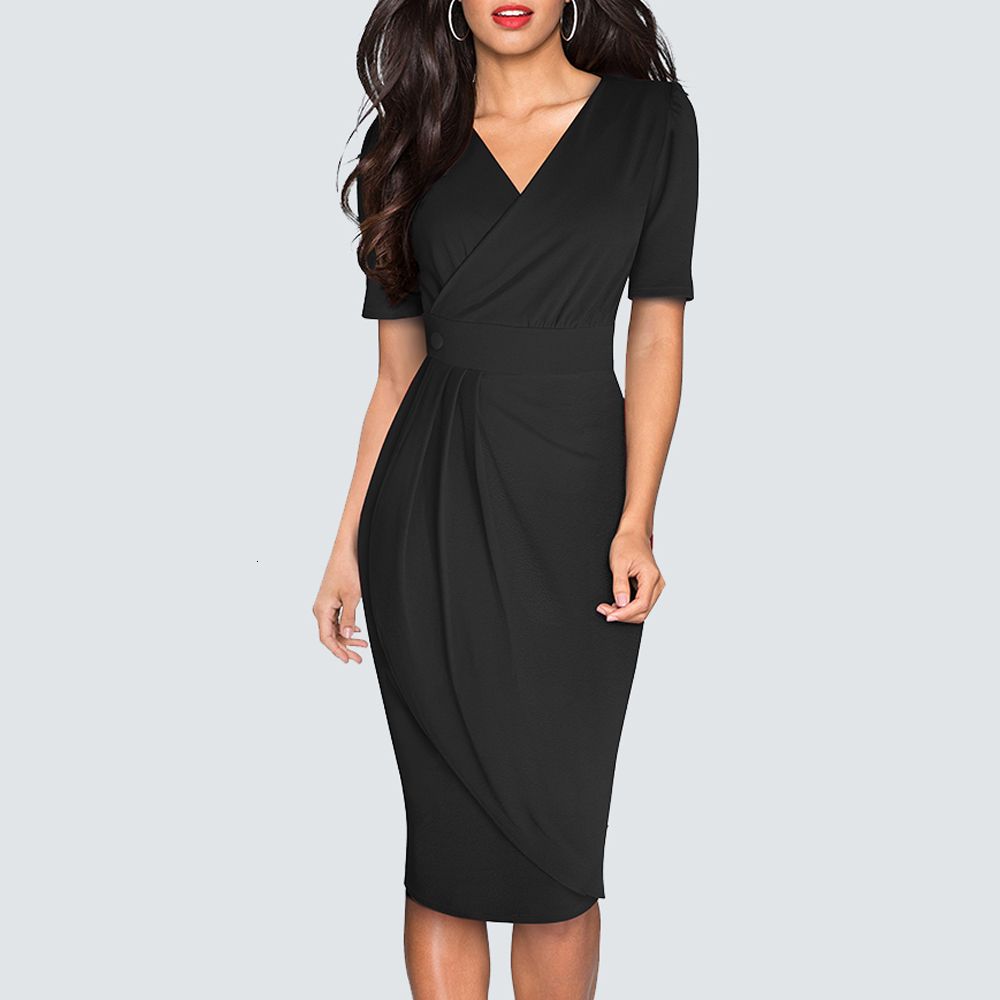 vestidos clásicos breve pieza color sólido retro elegante ropa elegante para trabajar bodycon hb583