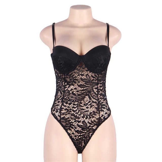 Svart spets bodysuit