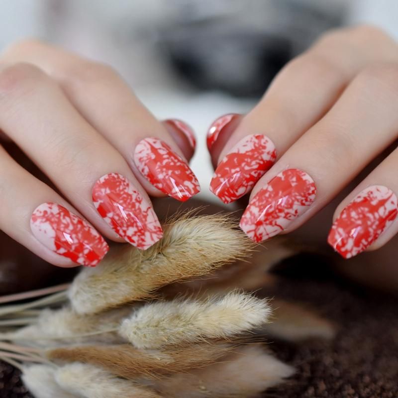 False Nails Nude Coffin Fake Medium Size Red Bloody Ballerina Press On Fingernails Halloween Nail Art False Nails Nude Coffin Fake Medium Size Red Bloody Ballerina Press On Fingernails Halloween Nail Art