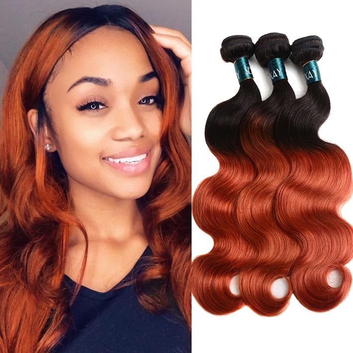 Two Tone 1B 350 Body Wave Bundles Ombre Raw Virgin Indian Human Hair Weave 3pcs Colored Orange Wavy Sew In Extensions Reinforced Double Weft Two Tone 1B 350 Body Wave Bundles Ombre Raw Virgin Indian Human Hair Weave 3pcs Colored Orange Wavy Sew In Extensions Reinforced Double Weft
