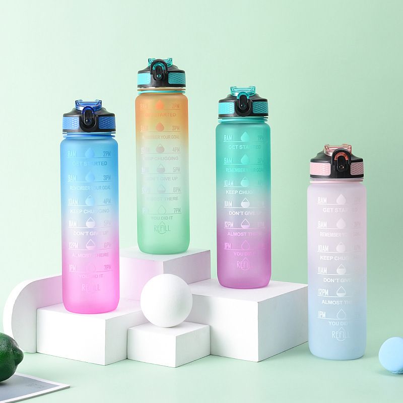 Motivational Water Bottle 32 oz with Straw & Time Marker, BPA Free &  Leakproof Tritan Portable Reusable Fitness Sports Water Jug for Men Women &  Kids