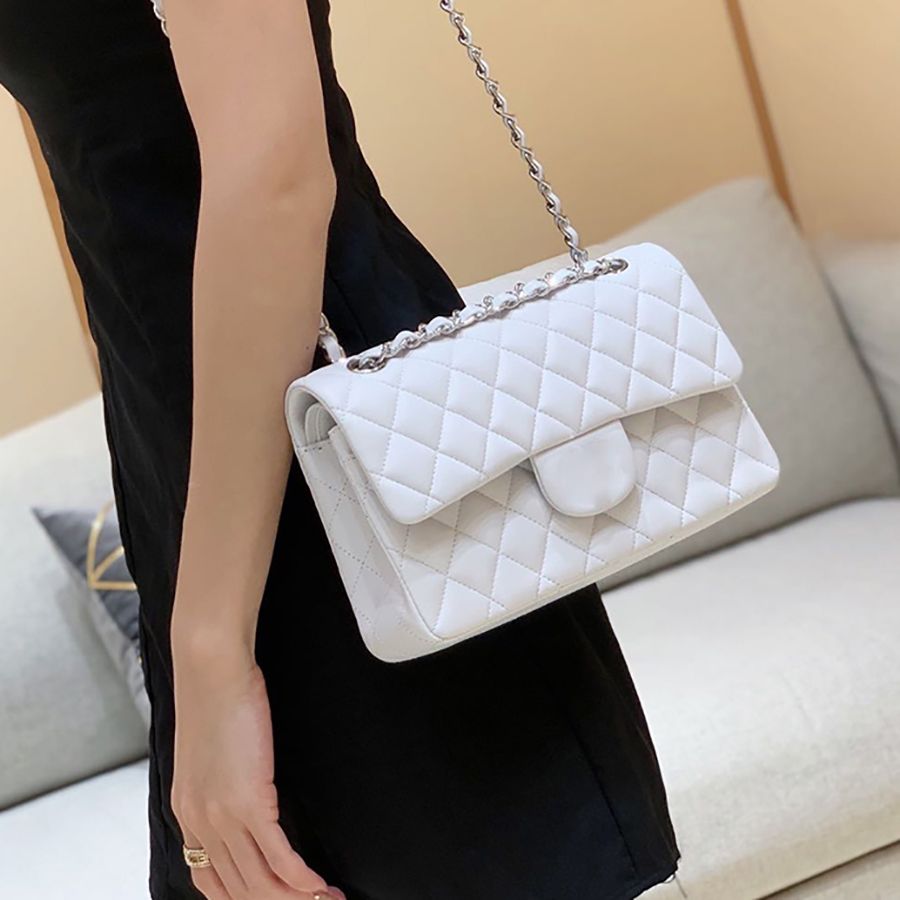 10A Top Qualitywoman Crossbody Bag 25cm Fashion Sheepskin Silver