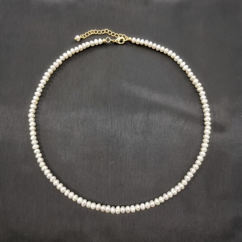 Circa 4mm bianco 40 cm 14k oro pieno