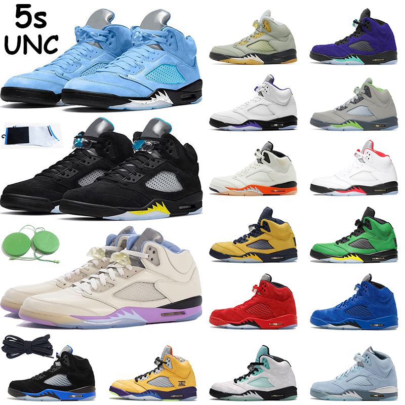 5s UNC Men Basketball Shoes Jumpman 5 Retro Racer Blue Aqua Mars For