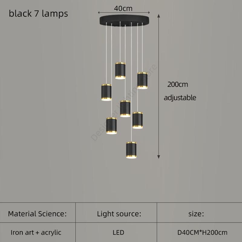 Черные 7 ламп белый свет