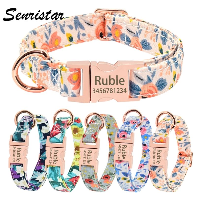 Personalized Name Nylon Dog Collar Custom Engraved ID Name Metal Buckle