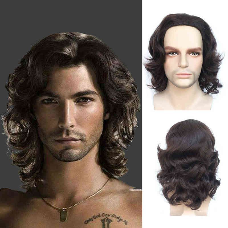 Short Curly Hair Wigs For Men Synthetic Heat Resistant Natural Black Wig Boy Costume Cosplay Party Short Curly Hair Wigs For Men Synthetic Heat Resistant Natural Black Wig Boy Costume Cosplay Party