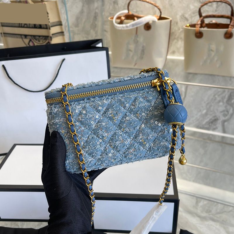 Womens Classic Mini Vanity Denim Sequins Box Bags Quilted Crush Ball  Crossbody Shoulder Luxury Designer Cosmetic Case Handbags 10CM/19CM From  Fashionbags1, $19.98
