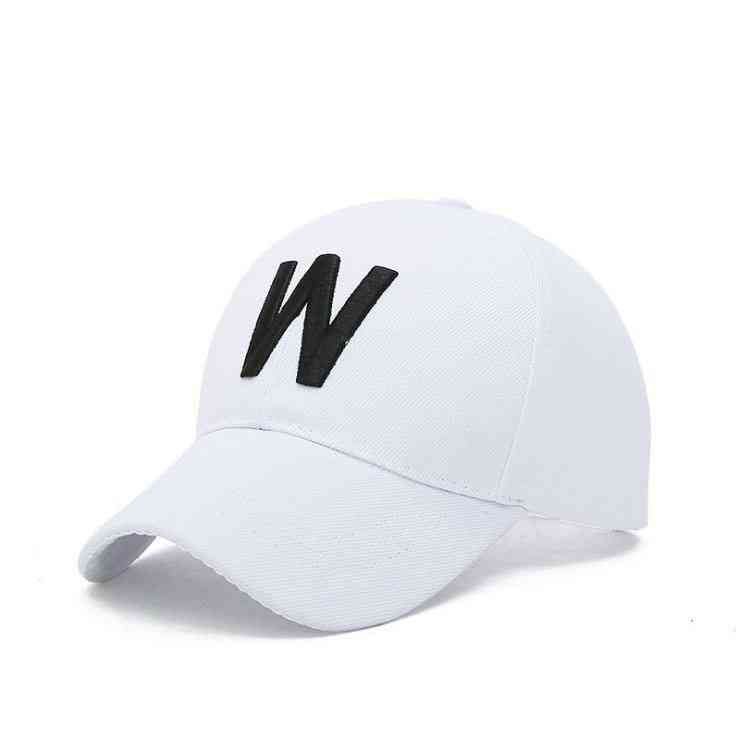 W-formad brev baseball cap vit