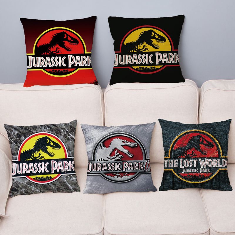 Jurassic Park Dino Print Pillow Cover Soft Plush Cushion 45x45cm
