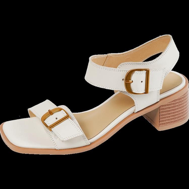 Sandale en cuir beige