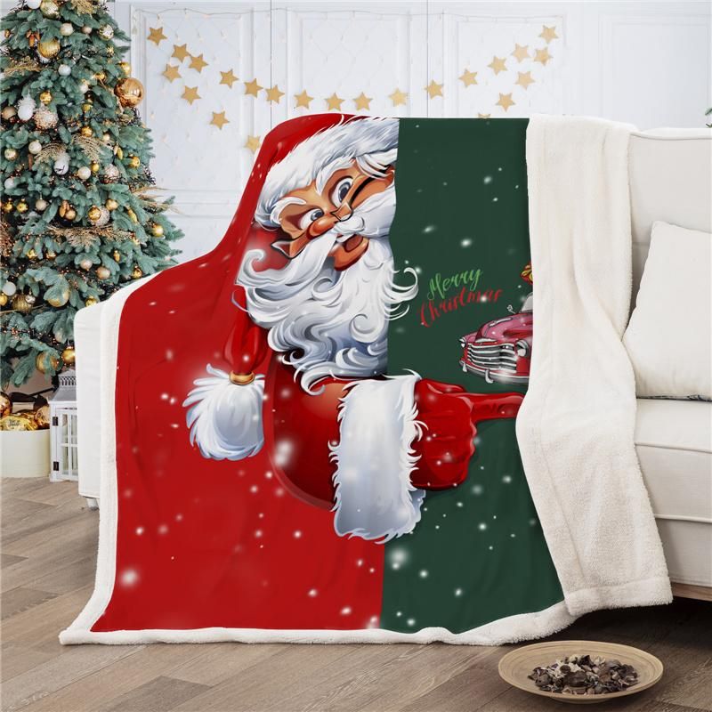 Christmas Children's Fleece Blanket & Christmas Toy Santa Snowman Reindeer NEW 