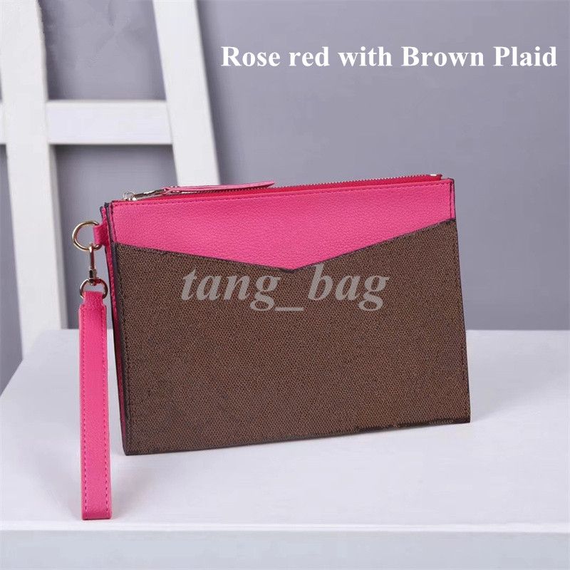 7#rosa rosso con plaid marrone