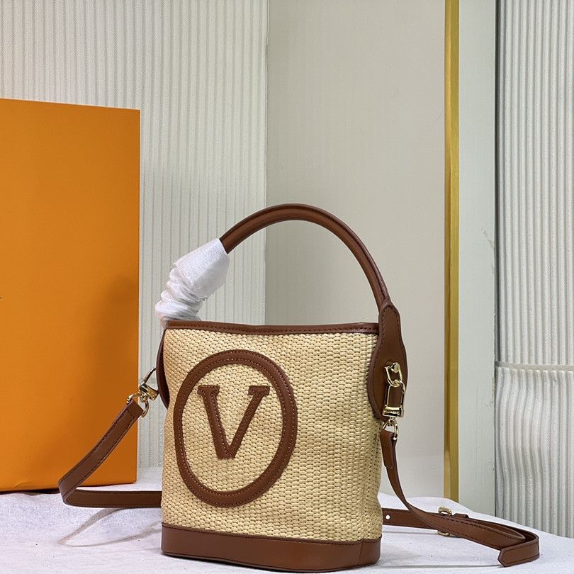 Louis Vuitton Petit Bucket Straw 2 Way Shoulder Bag Knit Raffia Caramel  M59962 2