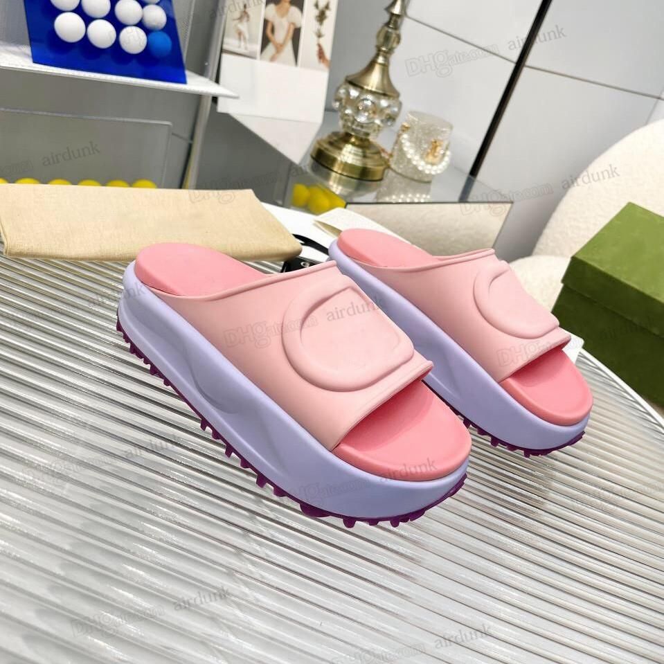 2022 Designer Slides: Fashionable Thick Bottom Platform Slide Sandals With  Letter Embroidery, Macaron Platform Wedges, And UV Canvas Be2 LcK From  Jie199166, $30.26