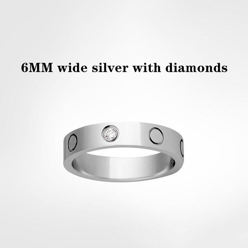 6mm de prata larga com diamantes