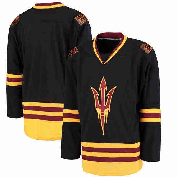 Men's Arizona State Sun Devils 16 Austin Lemieux Black Hockey