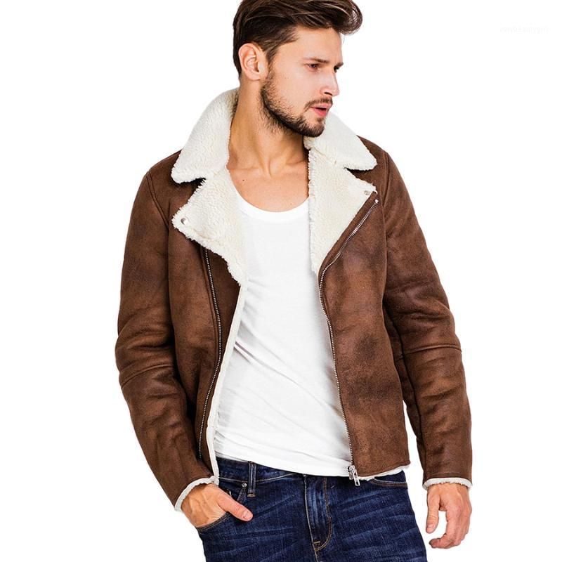 Faux Fur Collar Leather Jacket Men 