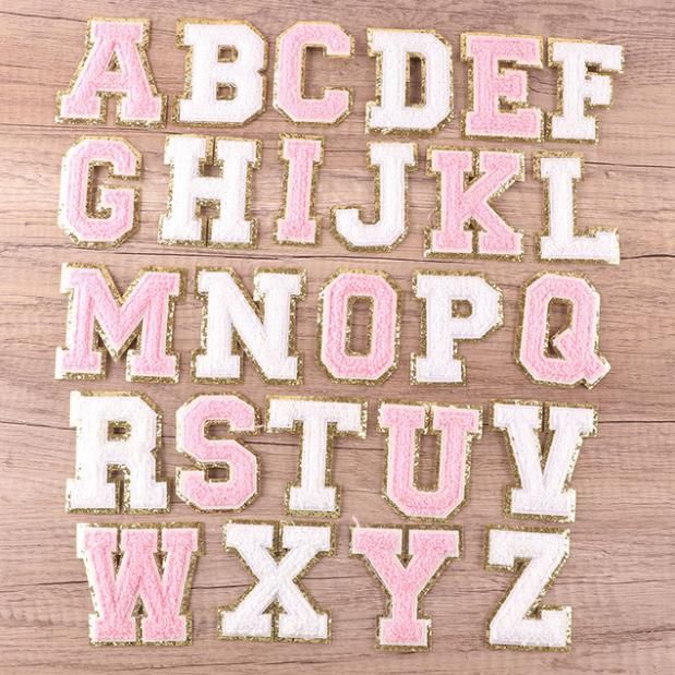 roze witte letter set