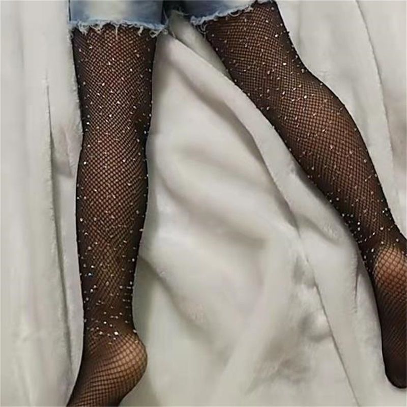 Fashion Girls Children Kids Mesh Fishnet Pattern Pantyhose Rhinestone Tights Stockings 